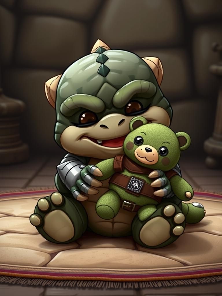 Baby Rancor, Likes to Eat its Green Gamorrean Stuffy