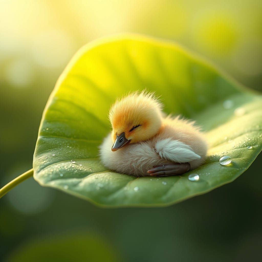 Serene 8K Duckling Portrait in Realistic Matte Paint Style
