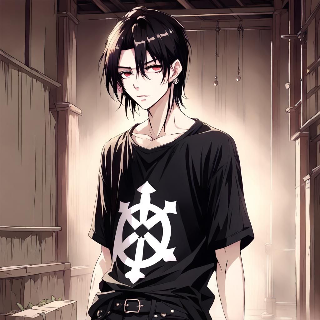 Gothic Anime Style Boy Portrait