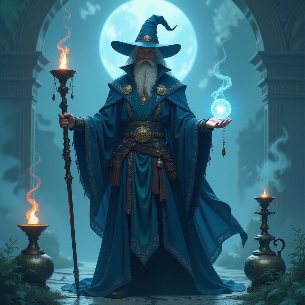 Mystic Magician Card in Ethereal Fantasy Style