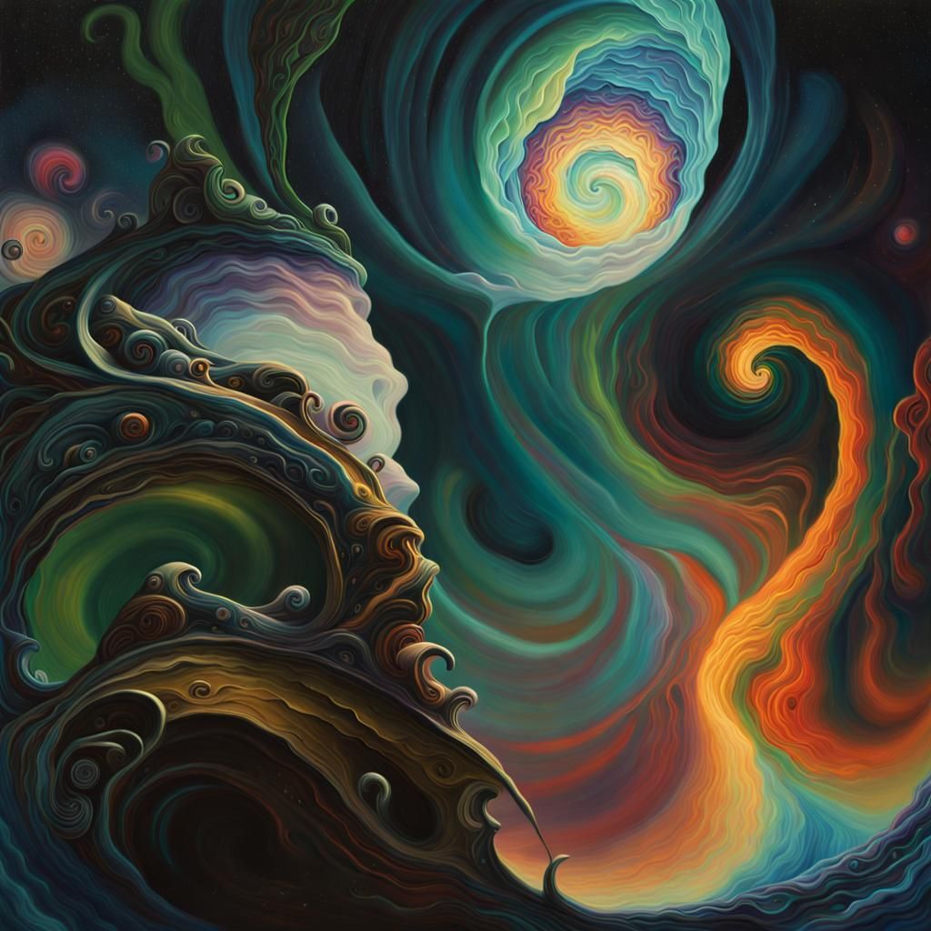 Surreal Cosmic Vortex with Melting Clockwork