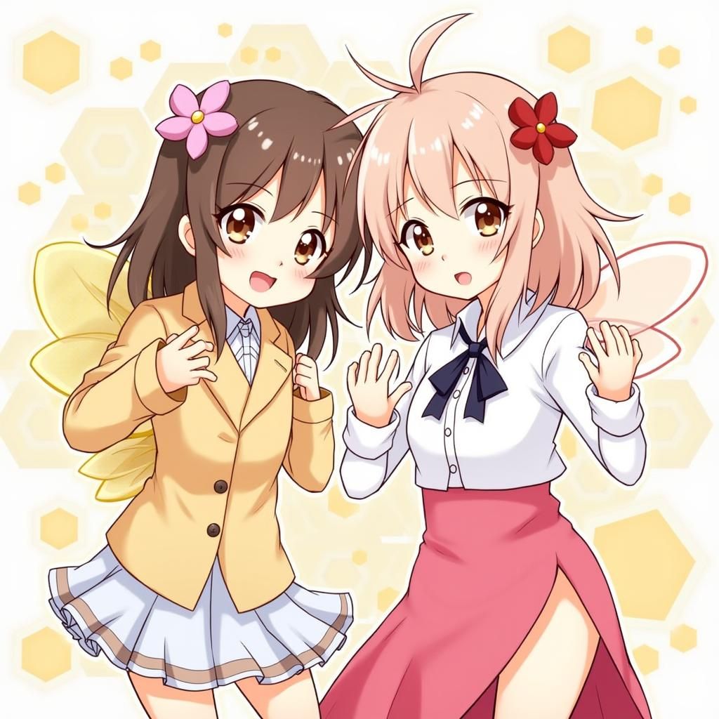 Magical Girl Anime Duo: Honeybee-Chan and Flower-Chan
