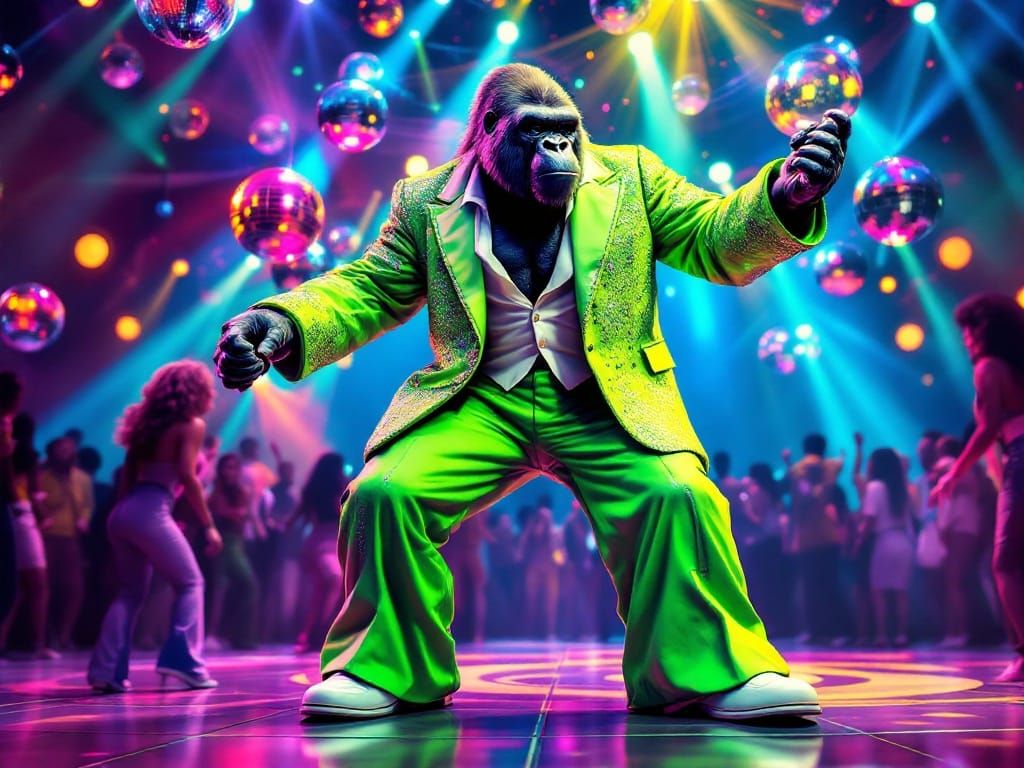 Surreal Disco Gorilla Strikes a Pose