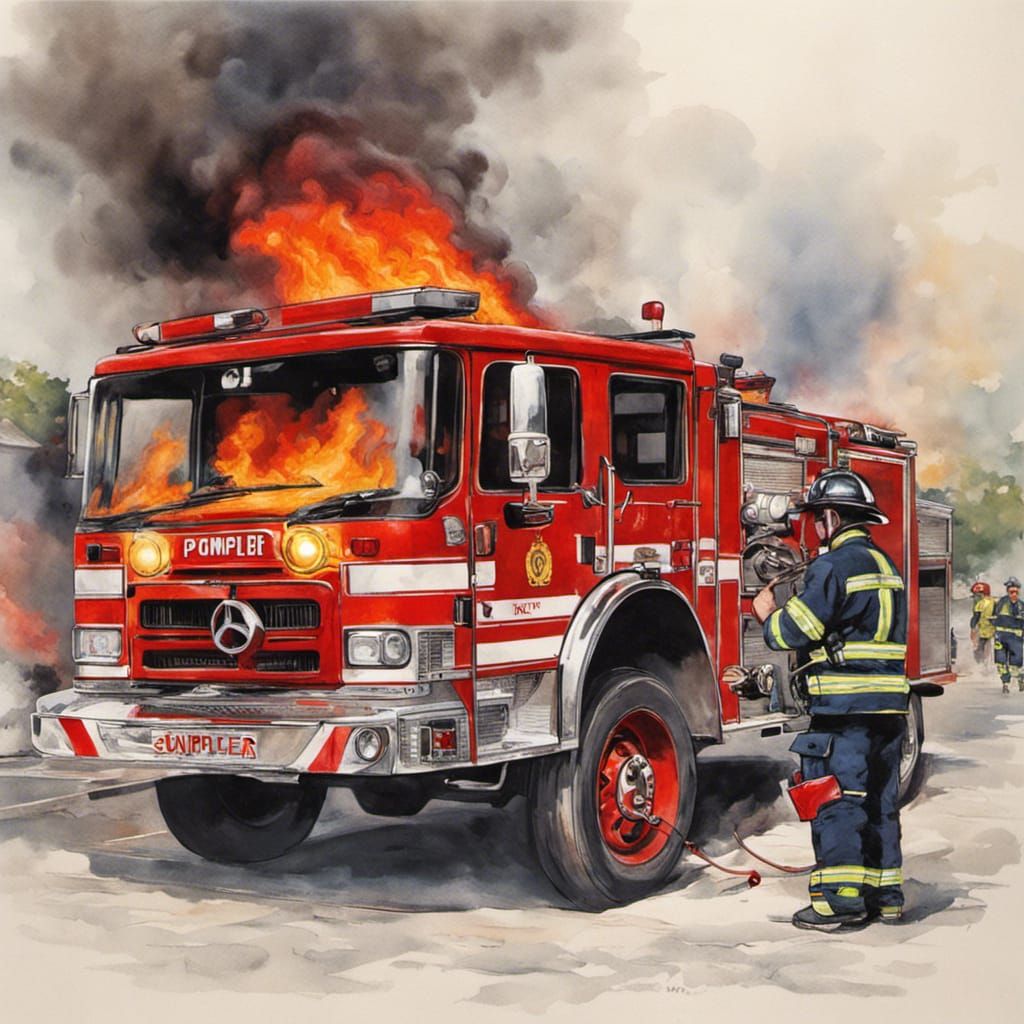 Firefighter Rescuing Child in Realistic Fiery Scene