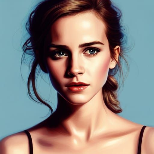 Hyperrealistic Portrait of Emma Watson in Splash Art Style