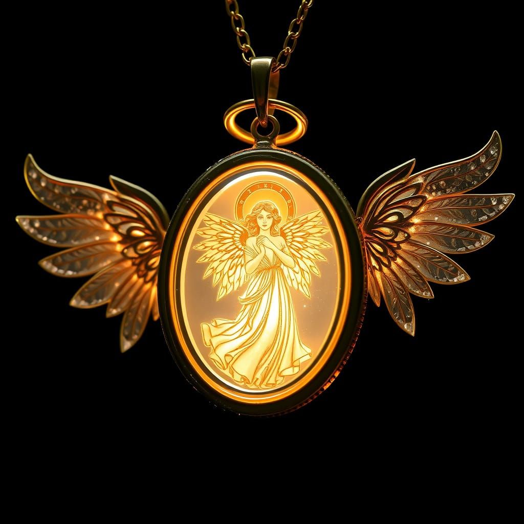 Golden Angel Jewelry in Art Nouveau Style