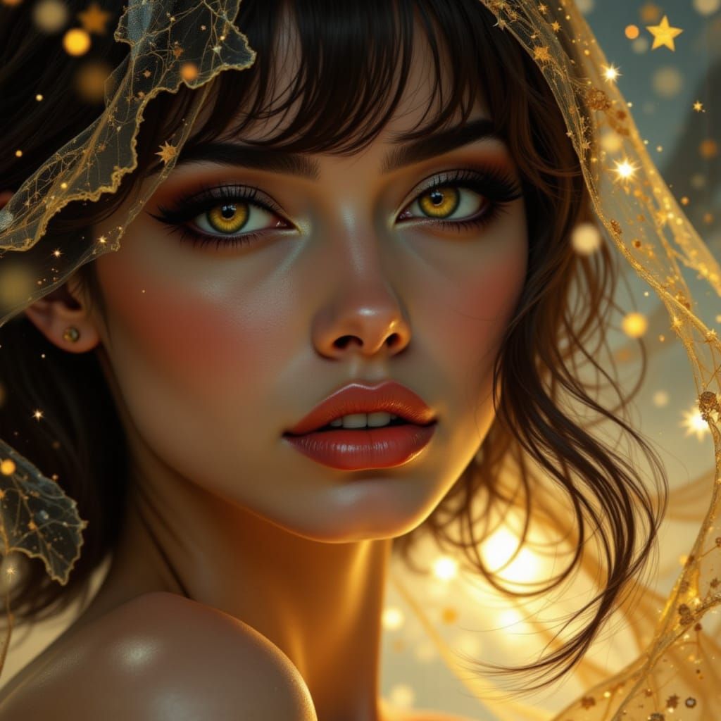 Surreal Goddess Radiates Light and Darkness in a Cyberpunk A...