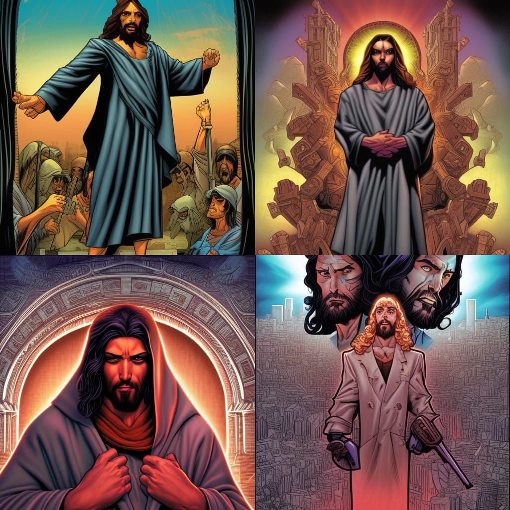 Gangster Jesus Christ in Comic Book Art Style