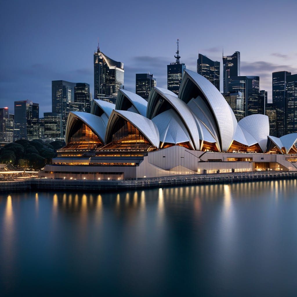 Surreal Sydney Opera House at Night in Photorealistic Aesthe...