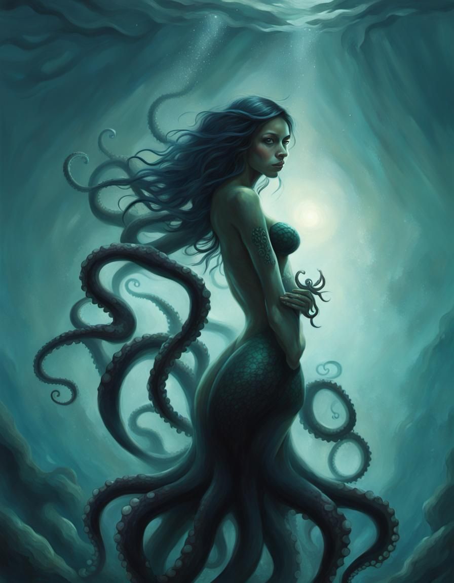 Sinister Deep Sea Cecaelia by Greg Rutkowski