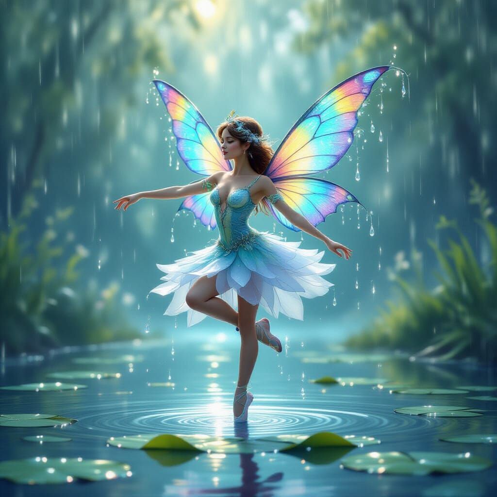 Ethereal Water Sprite Ballet in Kinkade Style