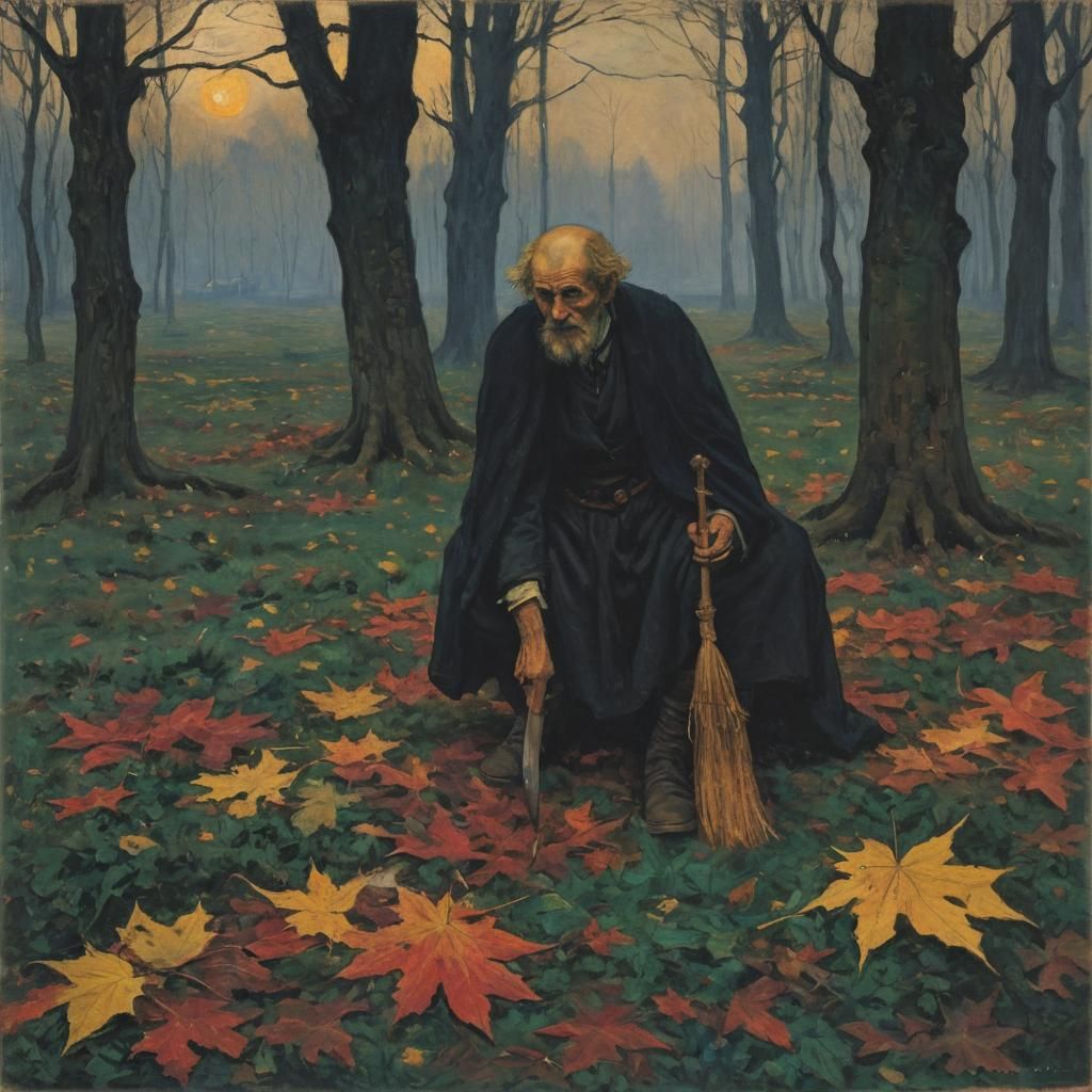 Dark Autumnal Scene Inspired by Rembrandt and Nolde