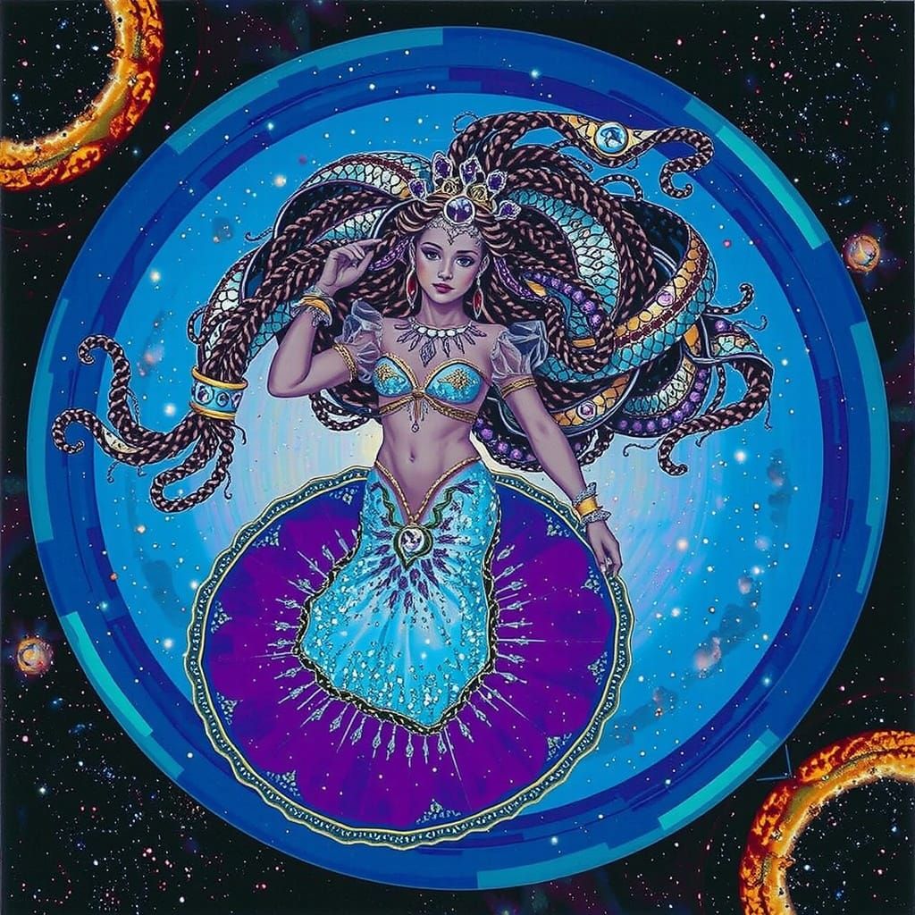 Cosmic Stardust Figure in Hyperrealistic Expressionism