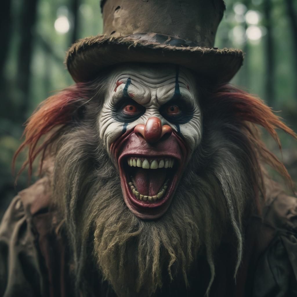 Cinematic Zombie Monkey Clown with Long Beard