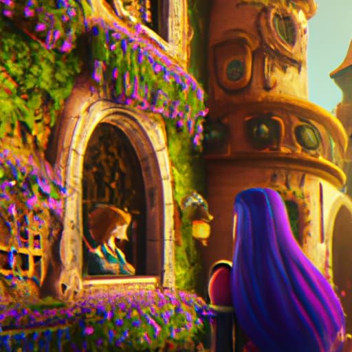 Fantastical Repunzel Painting in Detailed Matte Style