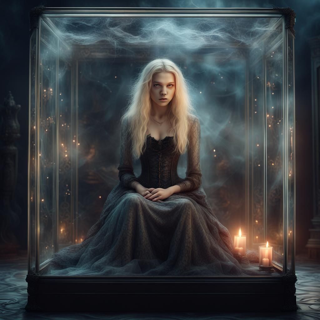 Teen Witch in Glass Box: Digital Matte Painting