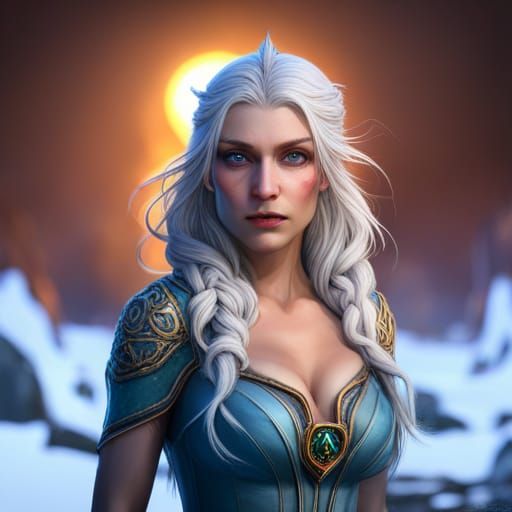 Snow Queen in Winter Woods: Fantasy Art