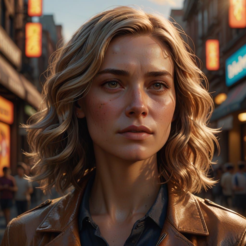 Blonde Woman in Hyperrealistic Concept Art Style