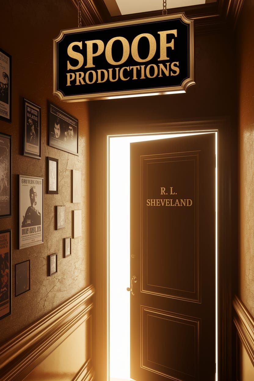 Vintage Office Corridor with Gold Sign