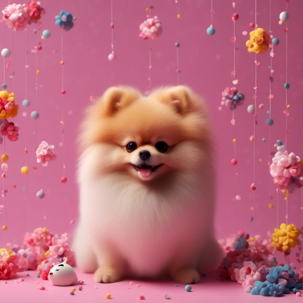 Fluffy Pomeranian Dog Portrait