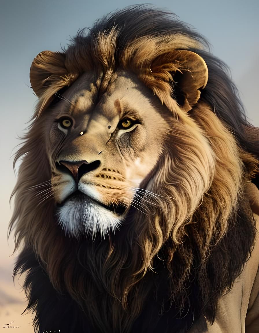 Majestic Lion Portrait in Matte Colors
