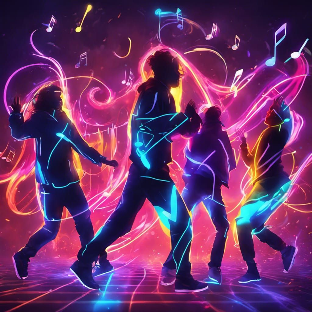 Ecstatic Dancers in a Neon Synesthesia Dreamscape