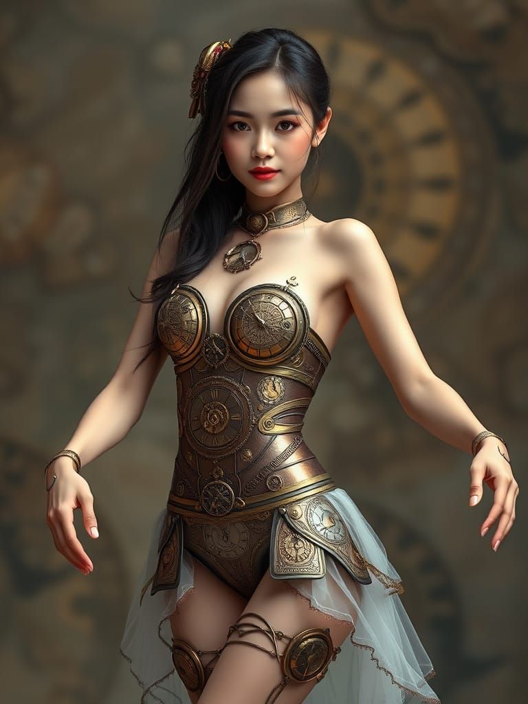 Clockpunk Ballerina with Steampunk Design