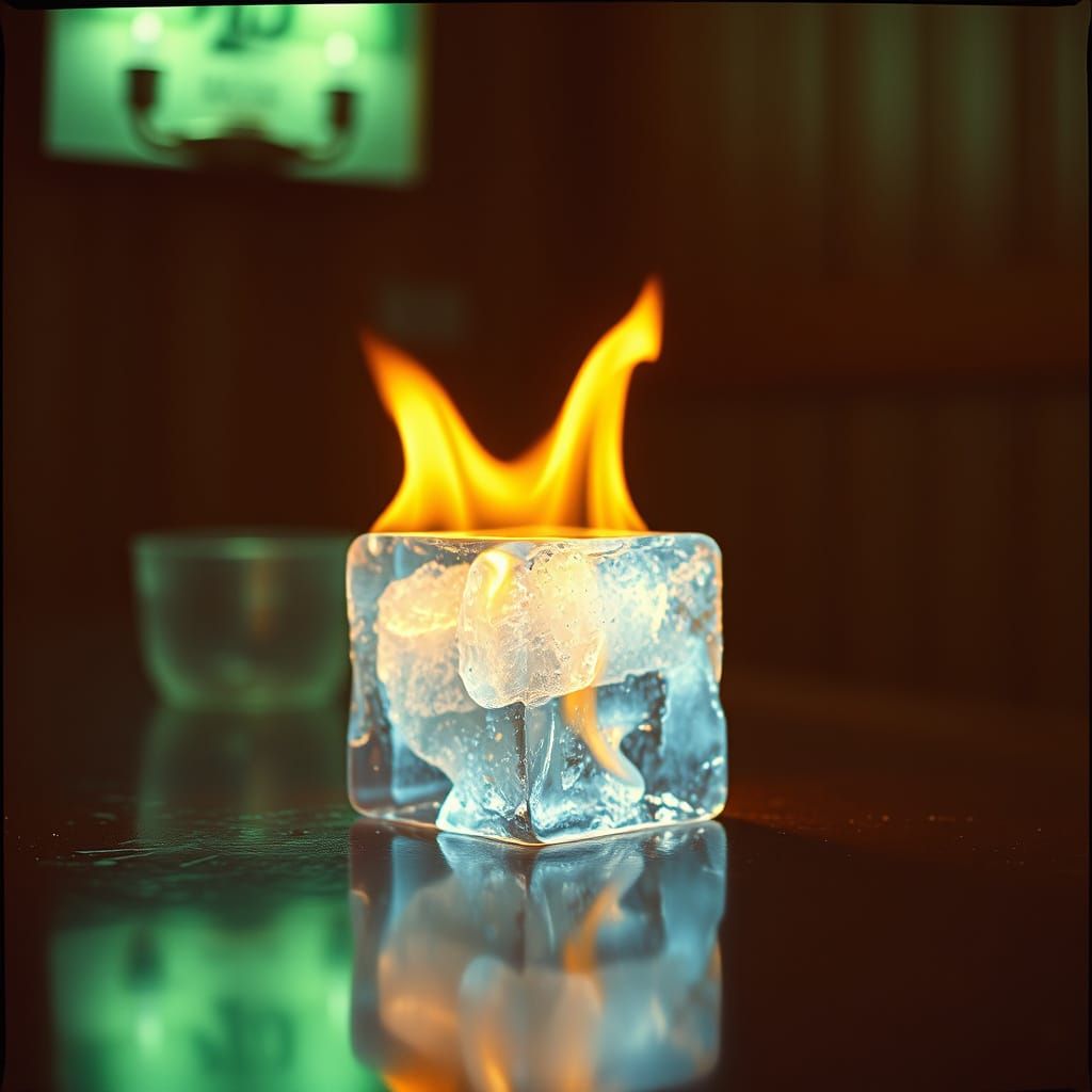 Flaming Ice Cube: Vintage Cinematic Realism