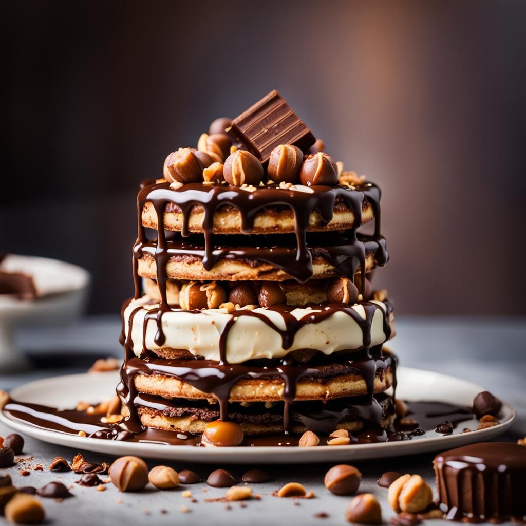 Mouthwatering Chocolate Hazelnut Dessert in Golden Light