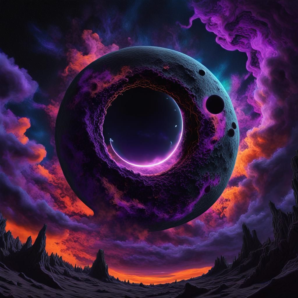 Surreal Black Moon Over Hellish Wormhole