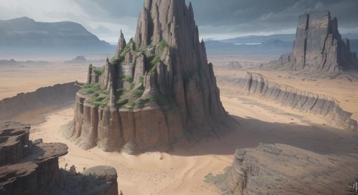 Fantasy Map of Arid Plateau on Parchment Paper