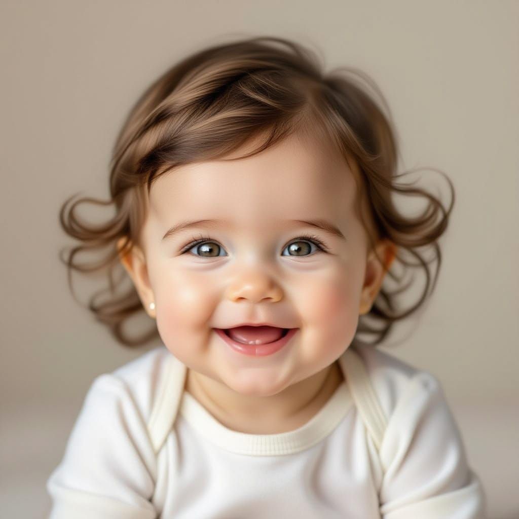 Joyful Baby with Beautiful Hair