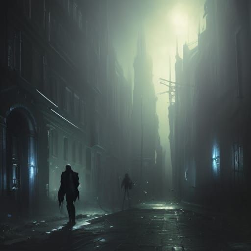 Lasombra Vampire in Dark Alleyway with Living Shadows