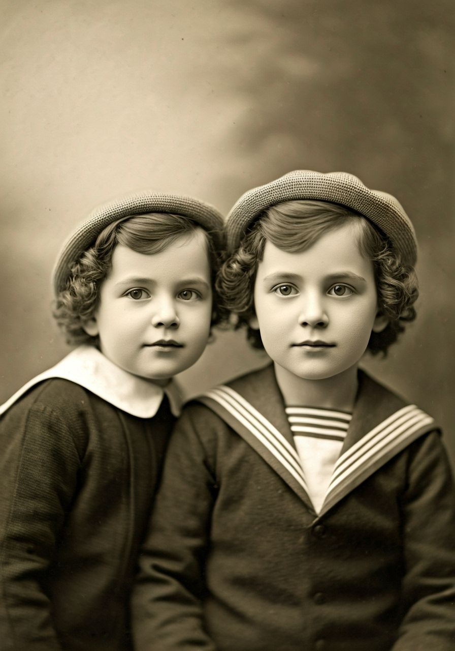 Charming 1900s Photo of Two Young Children