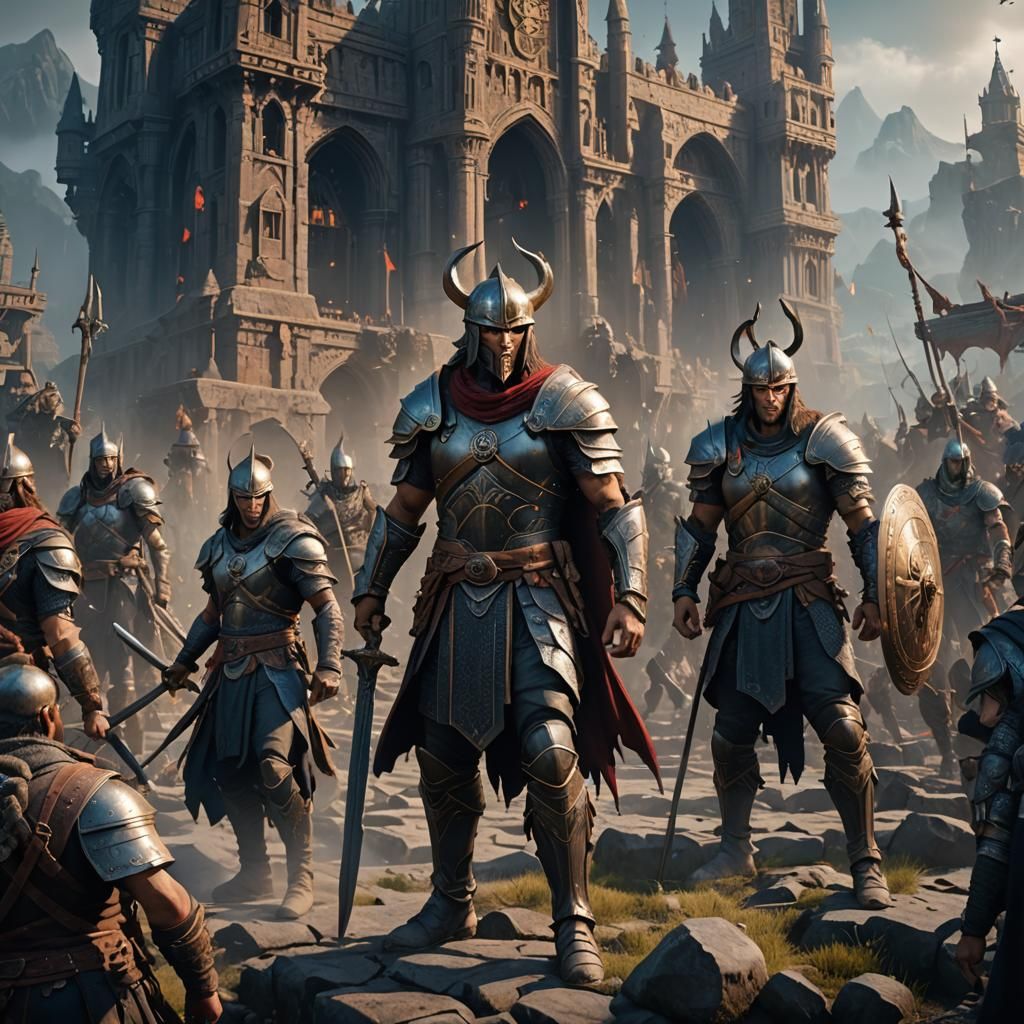 Fantastical Warriors in Detailed Matte Painting