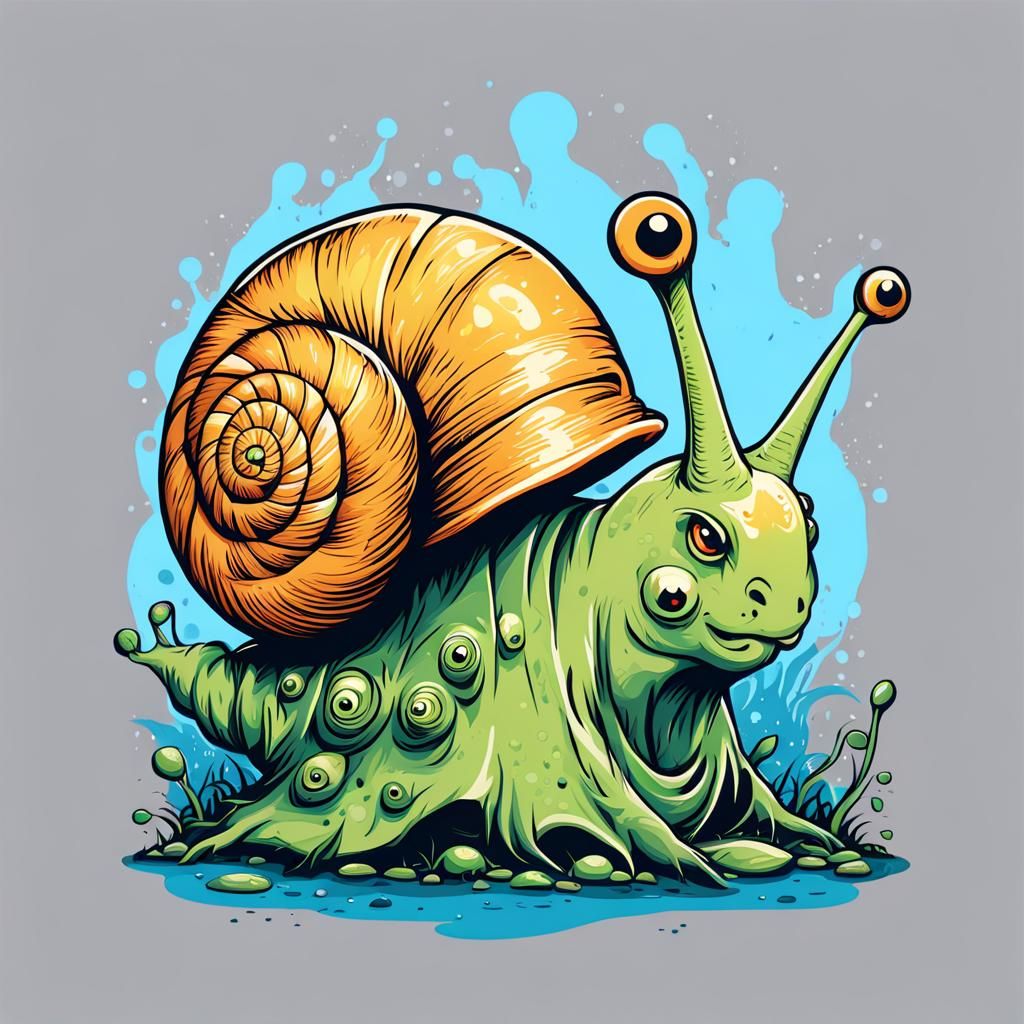 Vibrant Monster Snail Tee Design