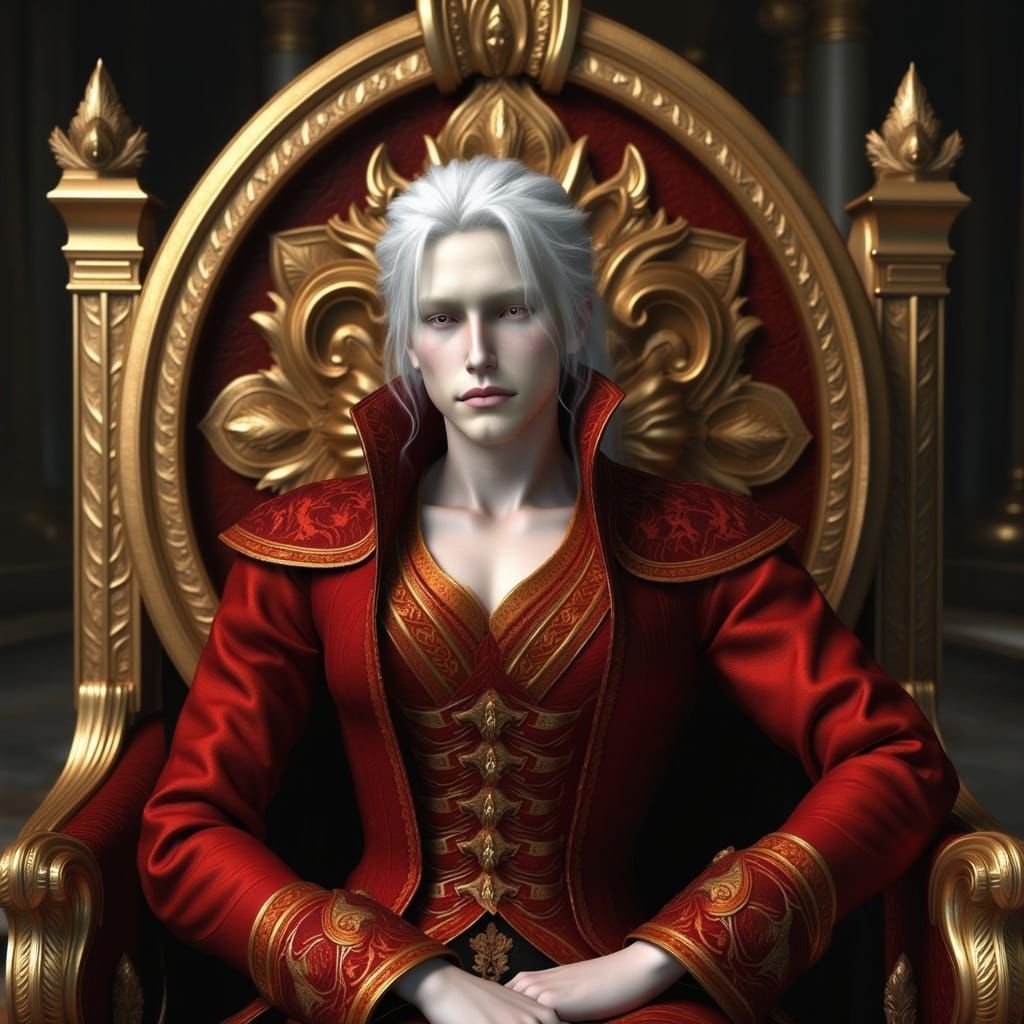 Ethereal Celtic Warrior on Throne in Fantasy Art