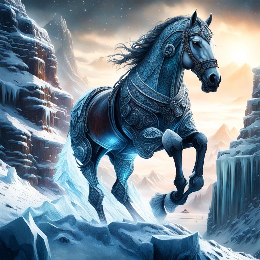 Epic Ice Horse Digital Matte Painting
