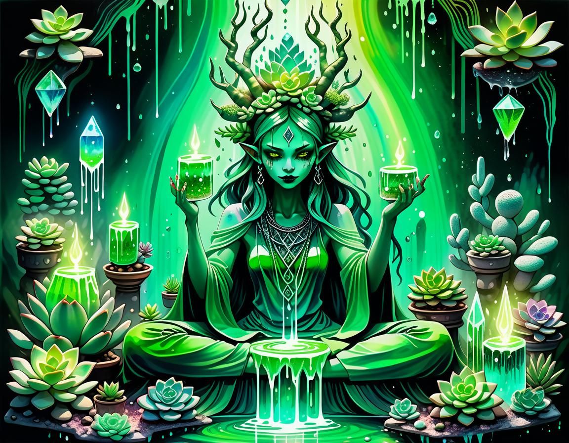 Pastel Goth Demoness with Rainbow Liquid