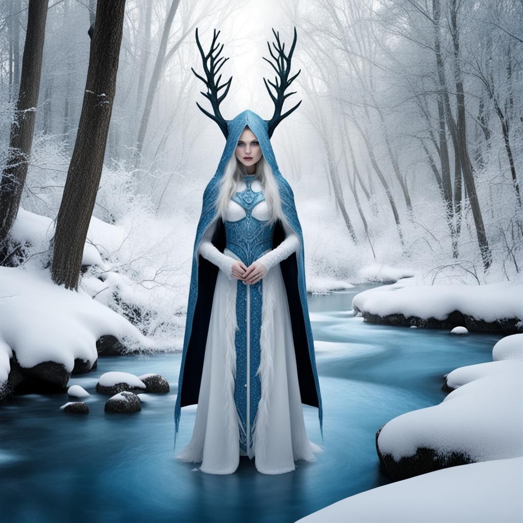 Snow Witch in Winter Forest Landscape
