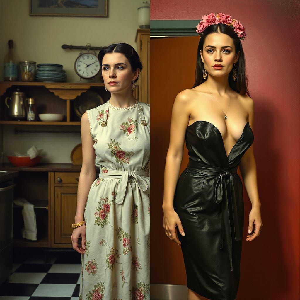 Juxtaposition of Traditional and Modern Femininity, Surreal ...