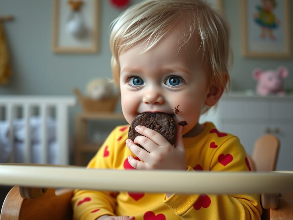 Toddler Covered in Chocolate Cookie Crumbs