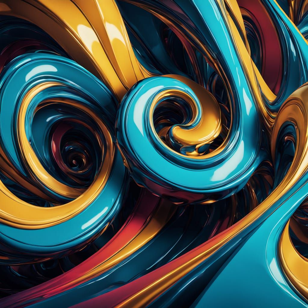 Surrealistic Geometry in Vibrant Digital Art