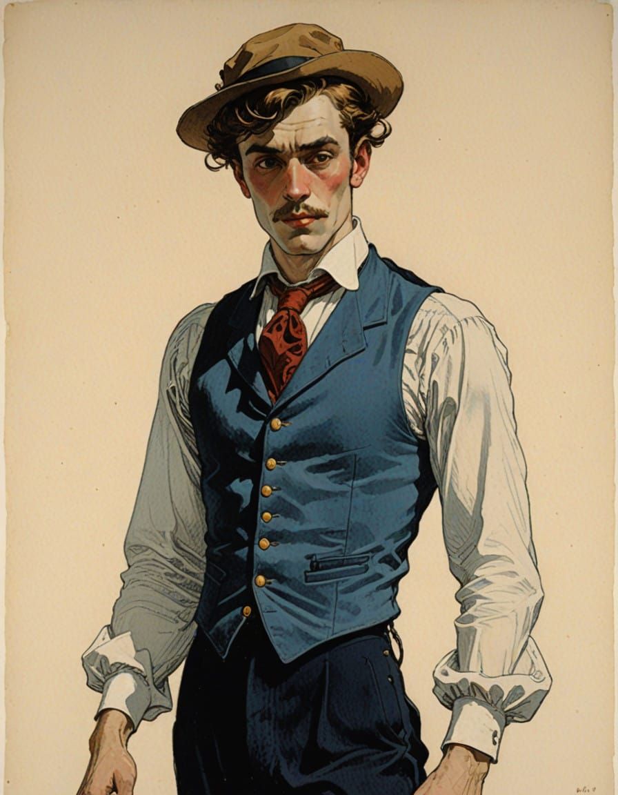 Sleek Male Figure in Graphic Novel Style