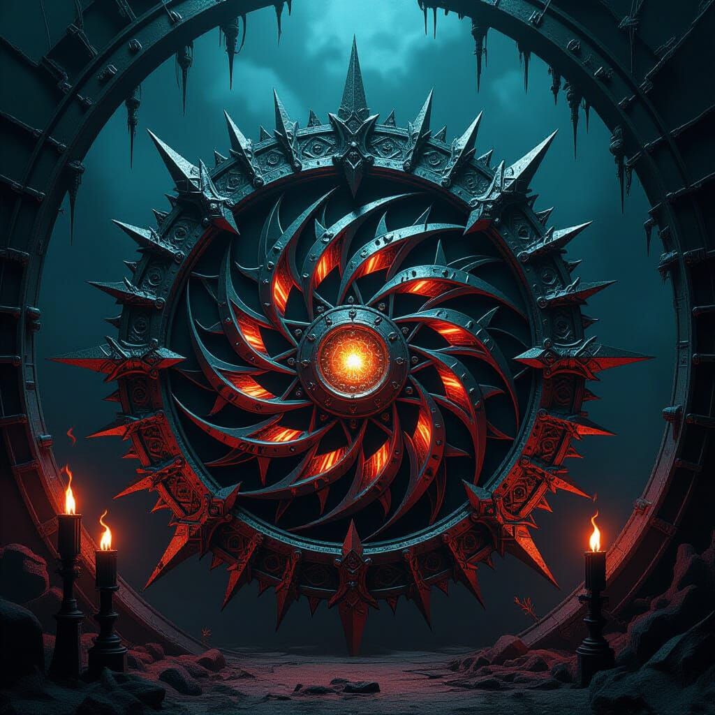 Gothic Metal Kaleidoscope with Biomechanical Vortex