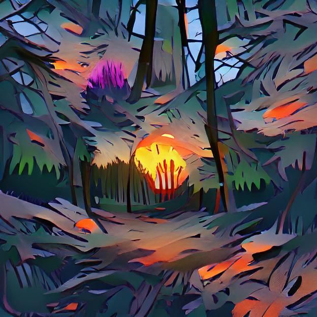 Picturesque Sunset Through the Trees