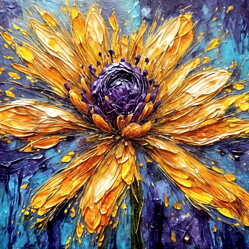 Vibrant Flower in Acrylic: Naive Folk Art Style