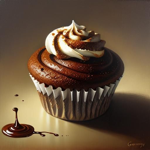 A liquid cinnamon droplet cupcake