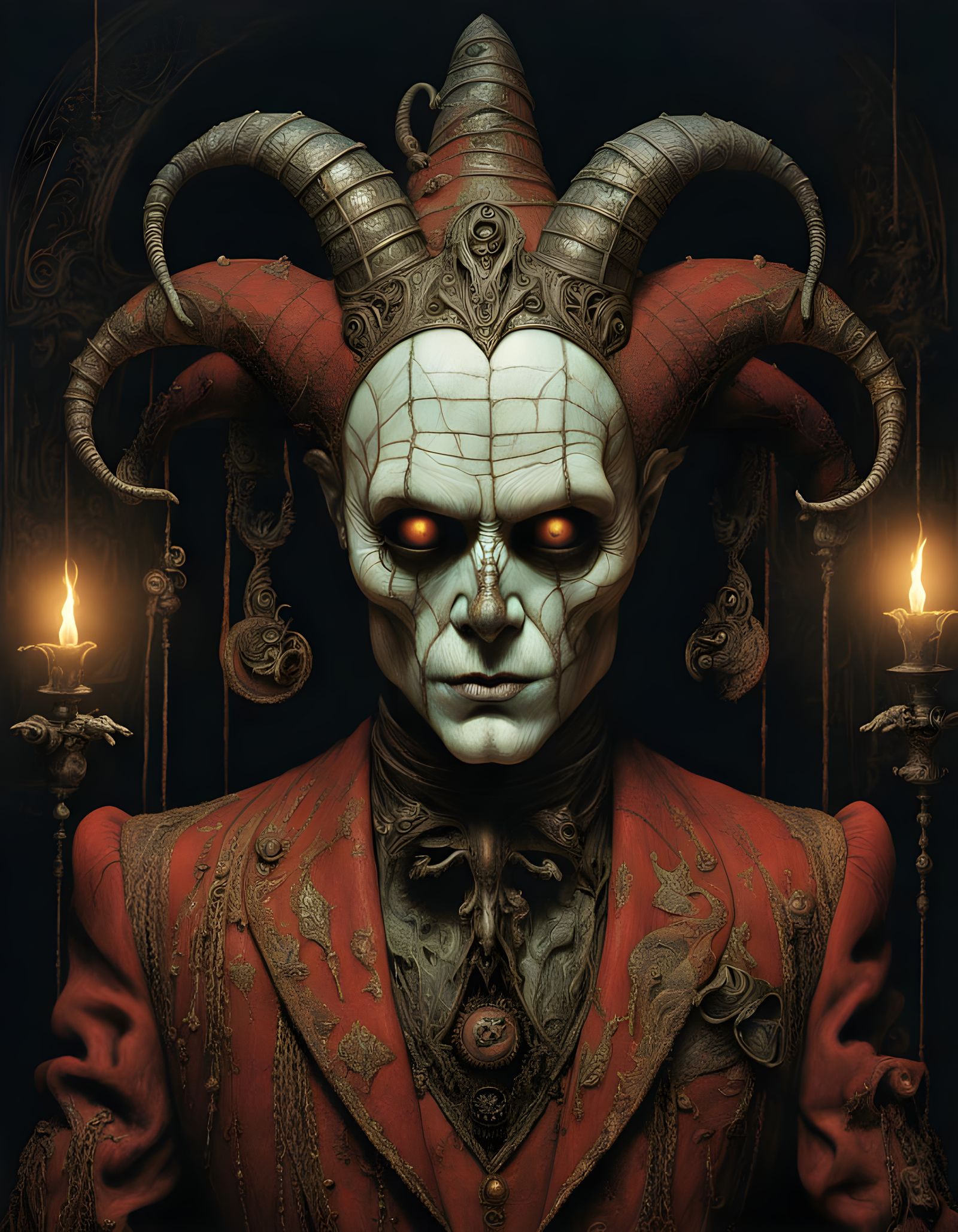 Creepy Innocent Jester Juggles Eyes in Disturbing Surrealism