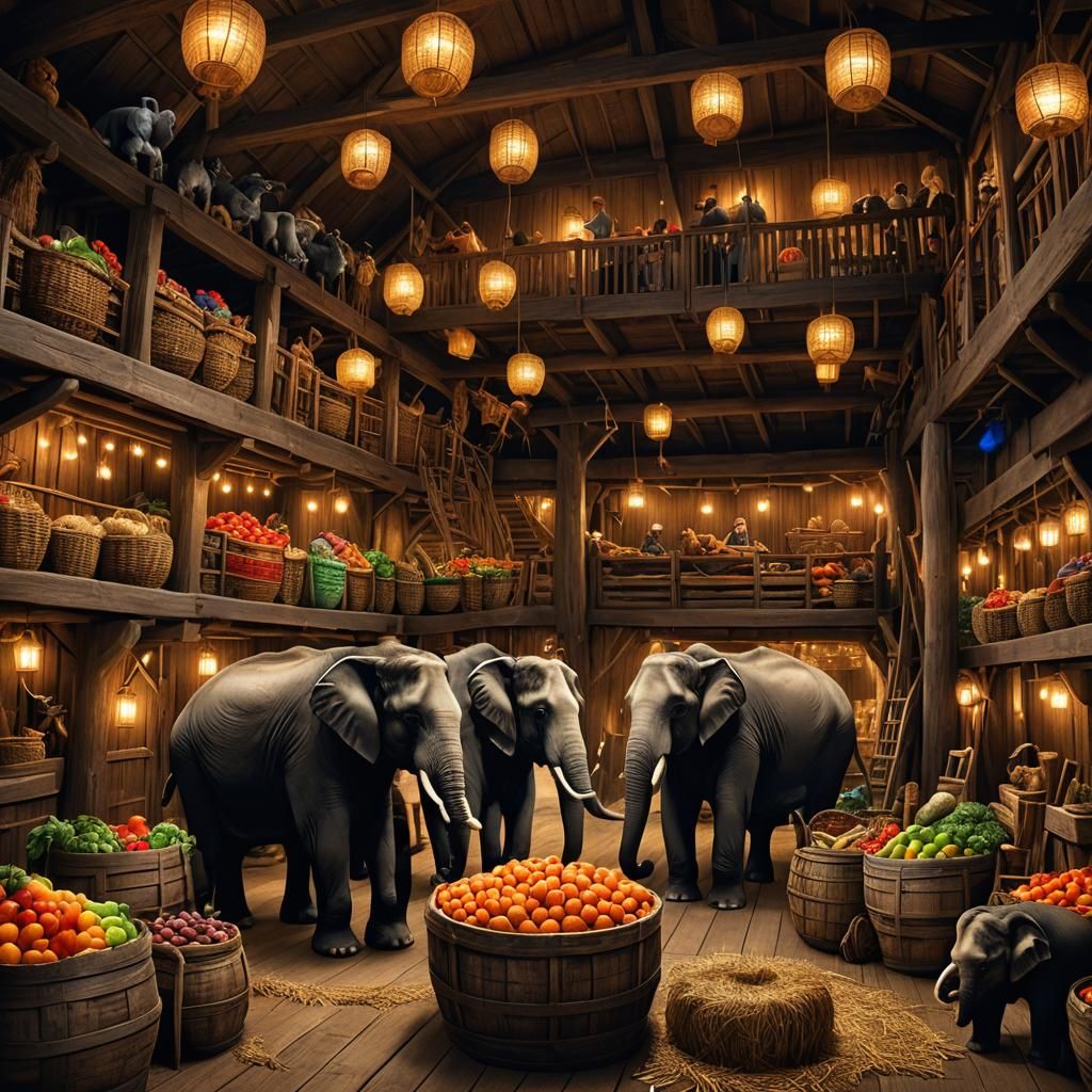 Noah's Ark Interior in Hyper-Realistic Digital Art
